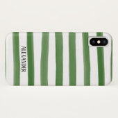 Monogram groene en witte gestreept Waterverf Case-Mate iPhone Case (Achterkant (horizontaal))