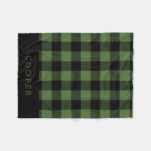 Monogram groene en zwarte Buffalo-cheque Fleece Deken (Voorkant (Horizontaal))