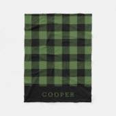 Monogram groene en zwarte Buffalo-cheque Fleece Deken (Voorkant)