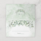 Monogram Groene Eucalyptus Bruiloft Plaatskaartje (Buitenkant ongevouwen)