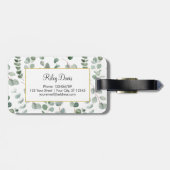 Monogram Groene Eucalyptusbladeren Groene Patroon Bagagelabel (Achterkant horizontaal)