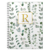 Monogram groene eucalyptusbladeren notitieboek (Voorkant)