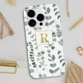 Monogram Groene Eucalyptuspatroon Case-Mate iPhone 14 Pro Hoesje