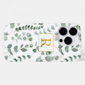 Monogram Groene Eucalyptuspatroon Case-Mate iPhone Case (Achterkant (horizontaal))
