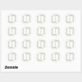 Monogram Groene Gebladerte Gouden Bruiloft Ronde Sticker (Vel)