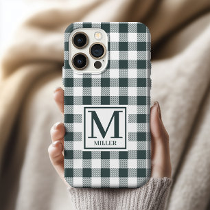 Monogram Groene Geruite Hoesje Gift voor Beste Vri iPhone 15 Pro Case