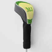 Monogram groene glitter golfheadcover (Schuin)