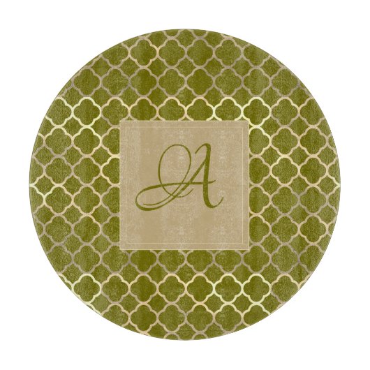Monogram Groene Gouden Vierblad Nieuwgetrouwden Br Snijplank (Voorkant)