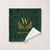 Monogram groene goudlauriernaam Emerald green Bad Handdoek (Wasdoekje)