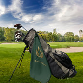 Monogram groene goudlauriernaam Emerald green Golfhanddoek