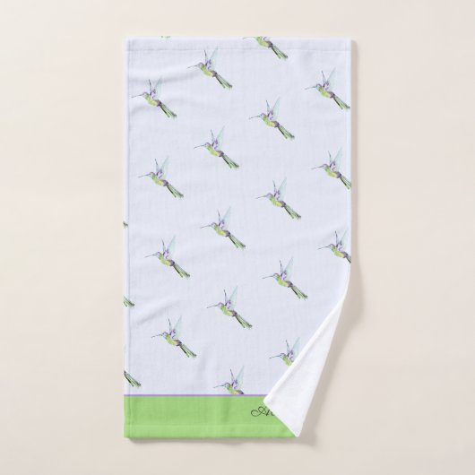 Monogram groene Hummingbird Towel Bad Handdoek (Handdoek)