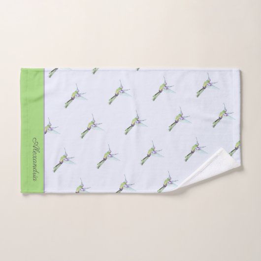 Monogram groene Hummingbird Towel Bad Handdoek (Handdoek)