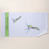 Monogram groene Hummingbird Towel Strandlaken (Voorkant)