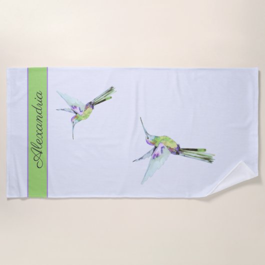 Monogram groene Hummingbird Towel Strandlaken (Voorkant)
