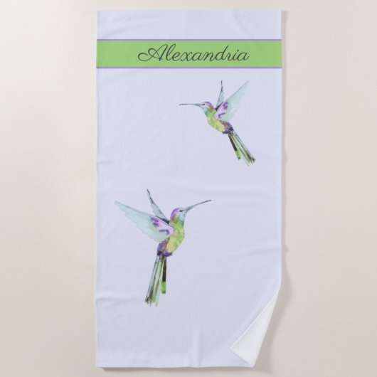 Monogram groene Hummingbird Towel Strandlaken (Voorkant)