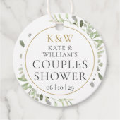 Monogram Groene Huwelijksshower voor Koppels Bedankjes Labels (Voorkant)