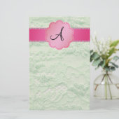 Monogram groene kant briefpapier (Staand voorkant)