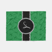 Monogram groene kerktoonzwarte cirkel fleece deken (Voorkant (Horizontaal))