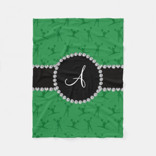 Monogram groene kerktoonzwarte cirkel fleece deken (Voorkant)
