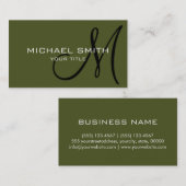 Monogram Groene kleur achtergrond leger Visitekaartje (Voorkant / Achterkant)