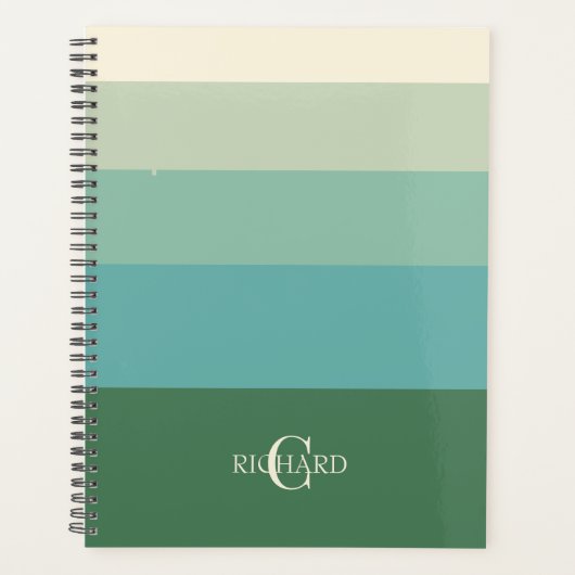 Monogram groene kleur geblokkeerd om lijst te doen planner (Voorkant)
