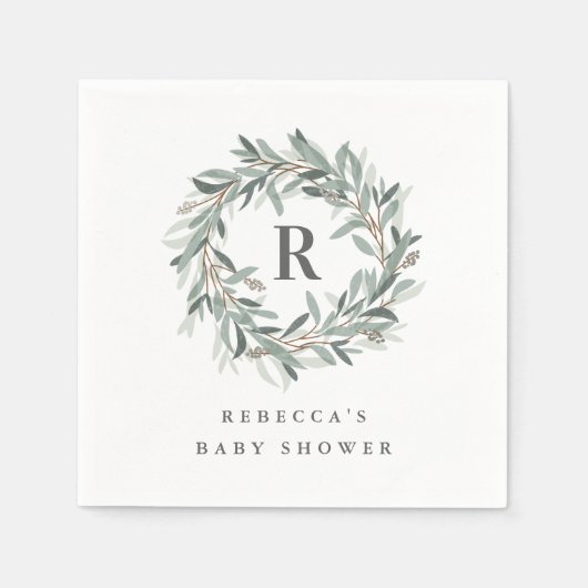 Monogram Groene Krans Baby Borrel Servet (Voorkant)