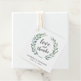 Monogram Groene Krans Elegante Trouwfeest Bedankjes Labels