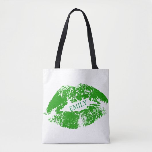 Monogram groene lippen tote bag (Voorkant)