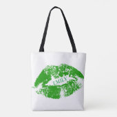 Monogram groene lippen tote bag (Achterkant)