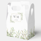 Monogram Groene Loof Bruiloft Favor Doos Bedankdoosjes (Geopend)