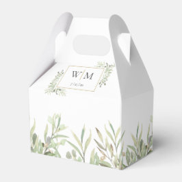Monogram Groene Loof Bruiloft Favor Doos Bedankdoosjes