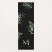 monogram groene loof zwarte yoga mat (Voorkant)