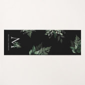 monogram groene loof zwarte yoga mat (Voorkant (horizontaal))