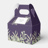 Monogram Groene Loofwerk Paarse Trouw Bedankdoosjes (Achterkant)