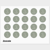 Monogram Groene Minimalistische Boho Trouw Klassie Ronde Sticker (Vel)