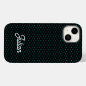 Monogram groene netten op zwarte mazen Case-Mate iPhone case (Achterkant (horizontaal))