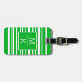 Monogram Groene ongelijke Gestreepte GL Vierkante Bagagelabel (Voorkant horizontaal)