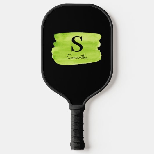 Monogram Groene penseelstreek Pickleball Paddle (Voorkant)