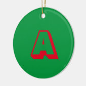 Monogram groene rode, aangepaste initiaal Kerstmis Keramisch Ornament (Links)