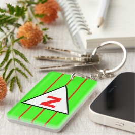 Monogram Groene Rode Strepen Sleutelhanger