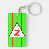 Monogram groene rode strepen sleutelhanger (achterkant)