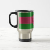 Monogram groene roze bloemcirkel reisbeker (Links)