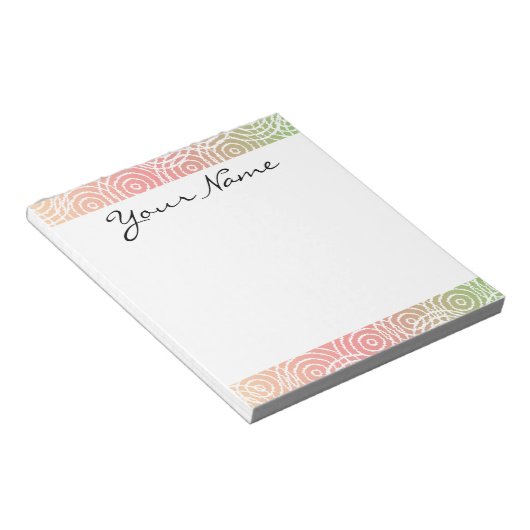 Monogram Groene Roze Ikat Circles Geometrisch Patr Notitieblok (Schuin)