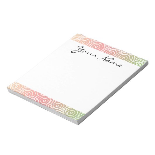 Monogram Groene Roze Ikat Circles Geometrisch Patr Notitieblok (Linkerzijde)
