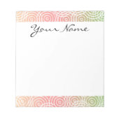 Monogram Groene Roze Ikat Circles Geometrisch Patr Notitieblok (Voorkant)