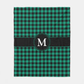 Monogram groene rustieke ruitjes fleece deken (Voorkant)
