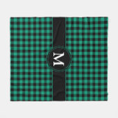 Monogram groene rustieke ruitjes fleece deken (Voorkant (Horizontaal))