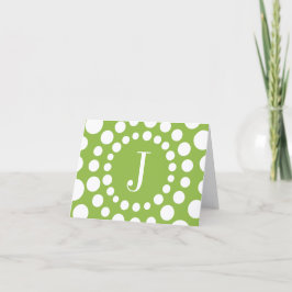 Monogram groene Sjabloon Blank Opmerking Kaart