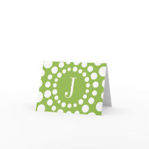 Monogram groene Sjabloon Blank Opmerking Kaart