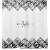 Monogram Groene Sleutel Motief Douchegordijn (Voorkant)